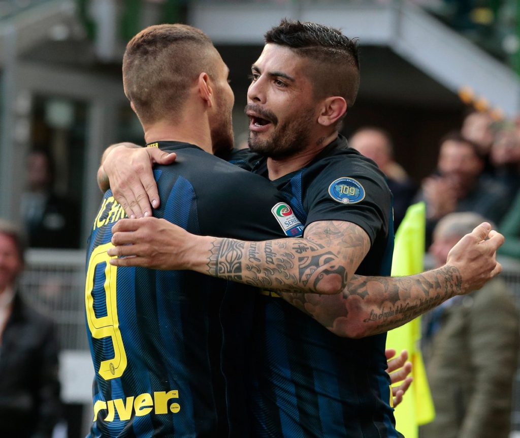 Mauro Icardi and Ever Banega Inter